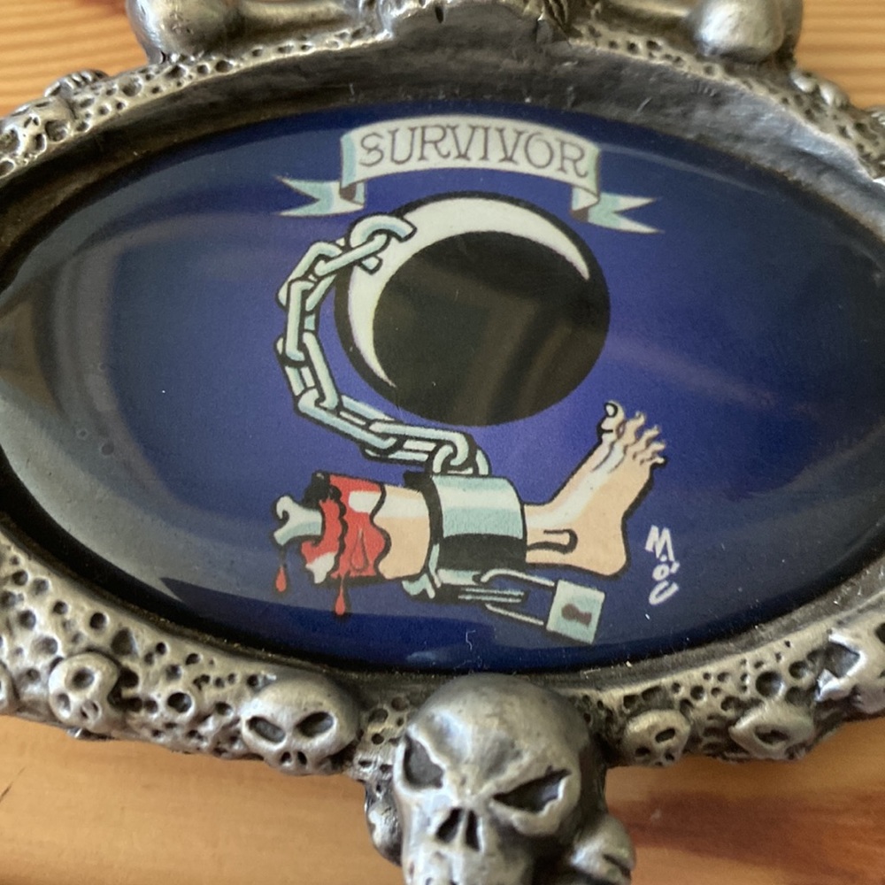 Ball and Chain Belt Buckle “Survivor” by Tattooed Kingpin